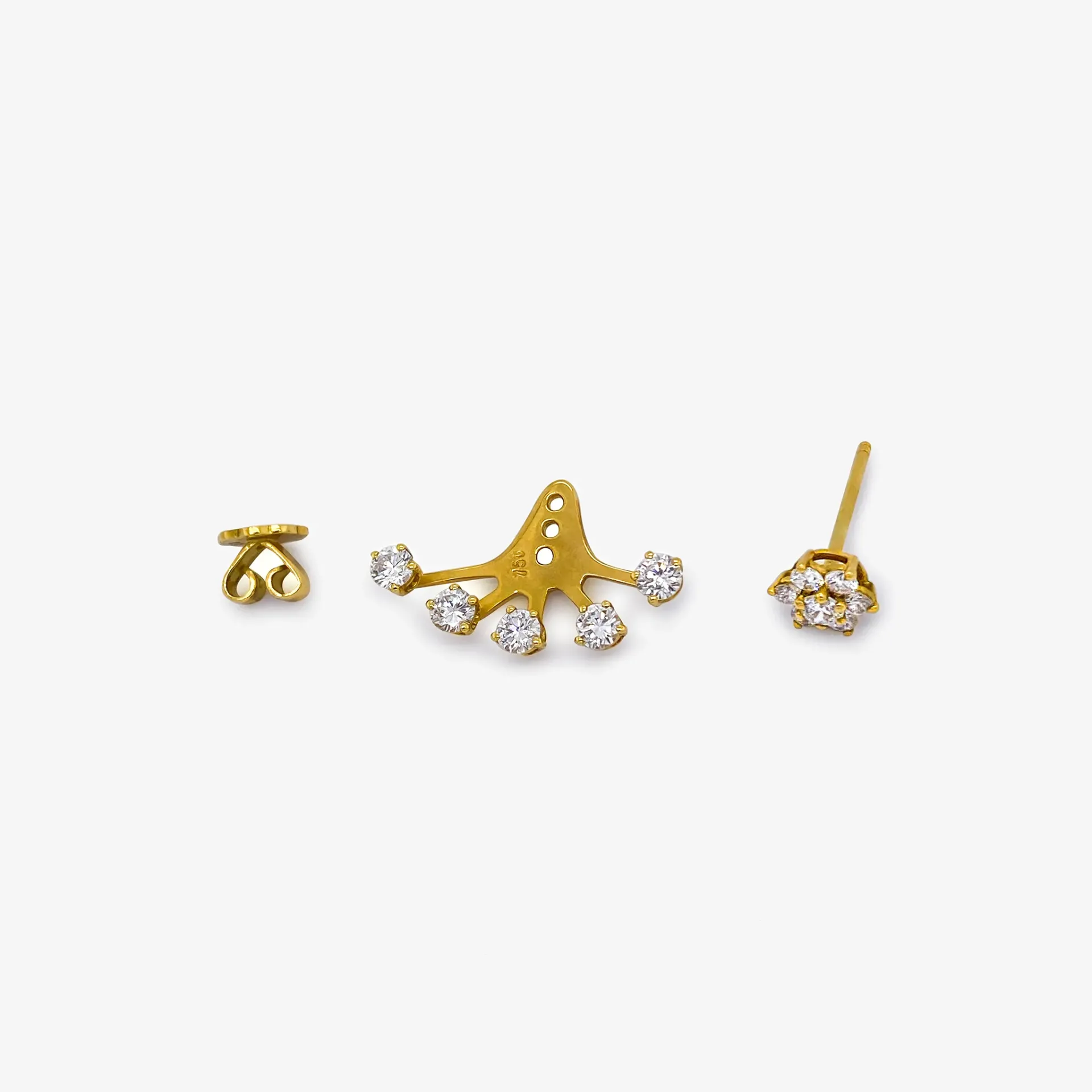 [CFDAB-E-GY-DIWIT-1.5-10020] Earring  medium front back detachable  (Yellow)