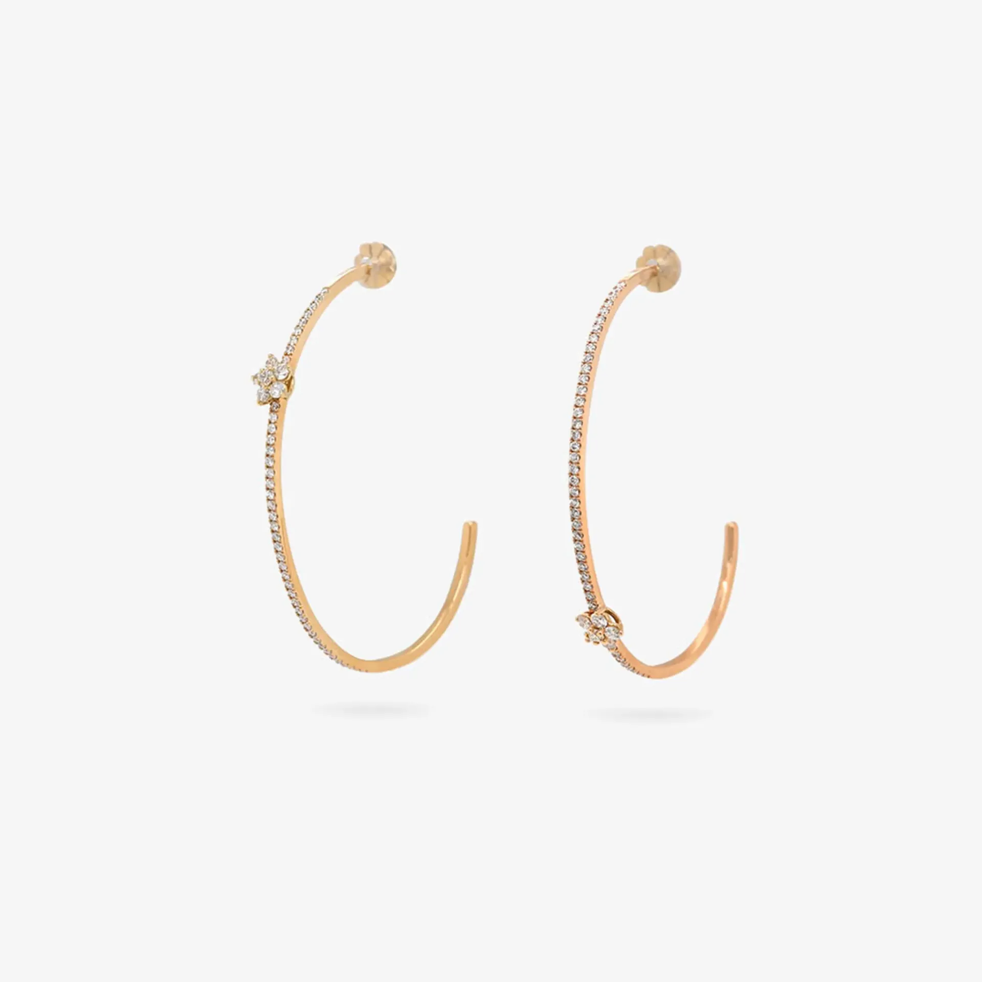 Earring J hoop flower 